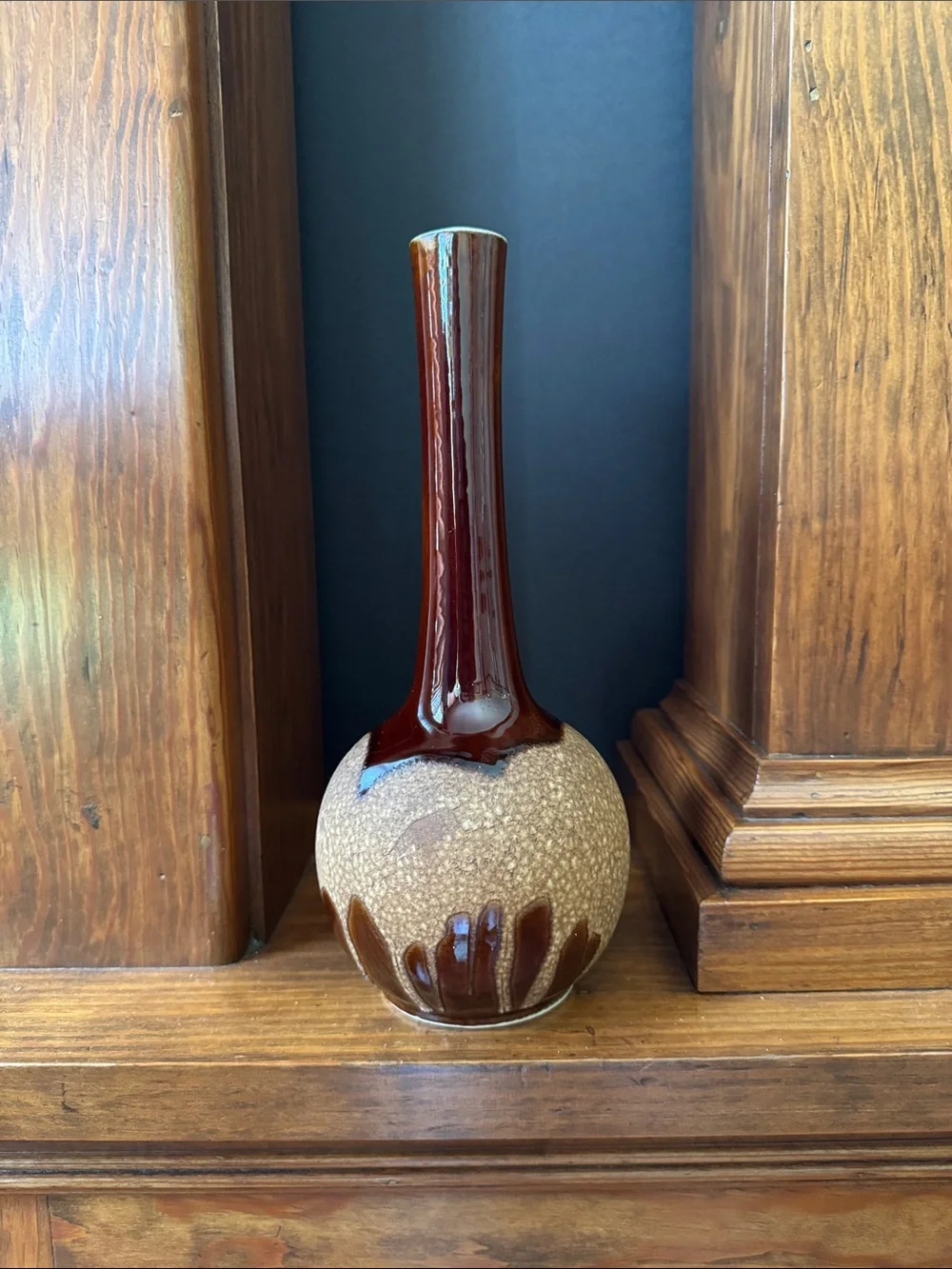 Vintage Royal Haeger MCM Brown Lava Drip Glaze Vase